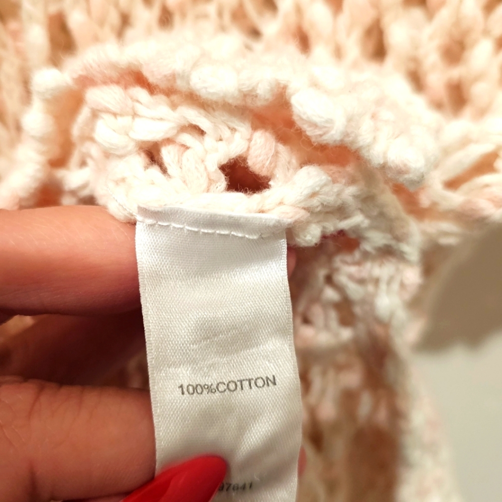 J Jill Knit Crochet Top Small - Boho Fairycore Festival Powder Pink & White - Picture 5 of 5